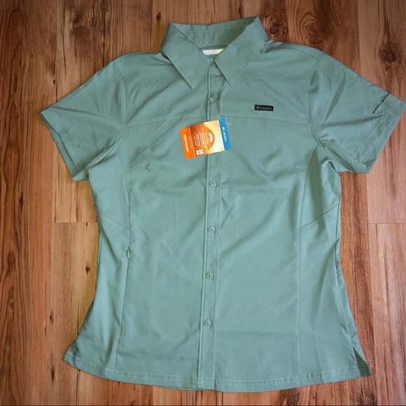 Columbia Tops | New Columbia Meadowgate Omni Shade Short Sleeve Shirt Small Green Womens | Color: Green | Size: S | Drtamy2004's Closet